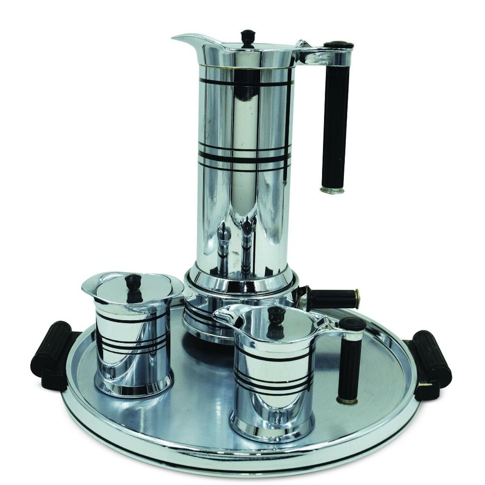 Sunbeam Chrome Art Deco Beverage Set made in 1934 and design by Michael McArdle